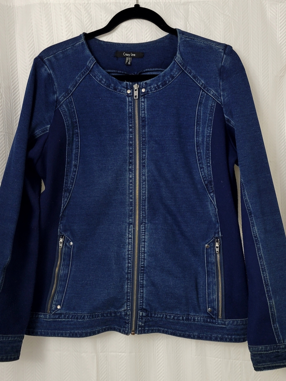 Women's Navy Zip-Front Denim Jacket